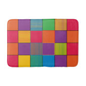 Helder gekleurde vierkantjes en strips badmat (Voorkant)