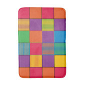 Helder gekleurde vierkantjes en strips badmat (Voorkant Verticaal)
