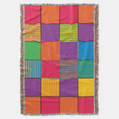 Helder gekleurde vierkantjes en strips deken (Voorkant Verticaal)