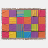 Helder gekleurde vierkantjes en strips deken (Voorkant)