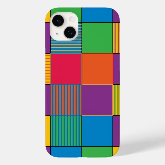 Helder gekleurde vierkantjes, strepen Case-Mate iPhone case (Achterkant)