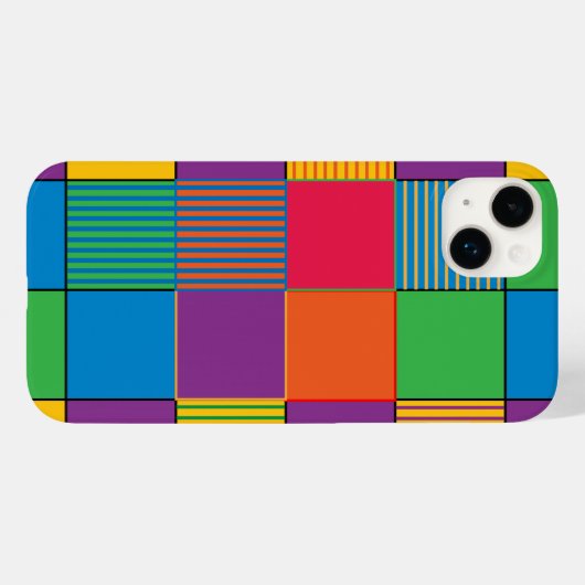 Helder gekleurde vierkantjes, strepen Case-Mate iPhone case (Achterkant (horizontaal))