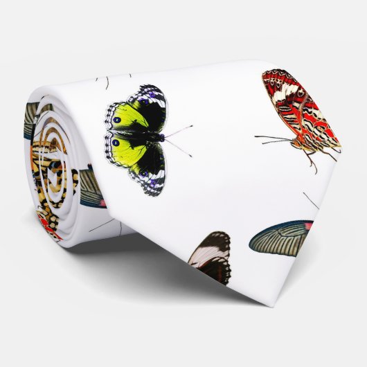Helder gekleurde vlinders stropdas (Opgerold)