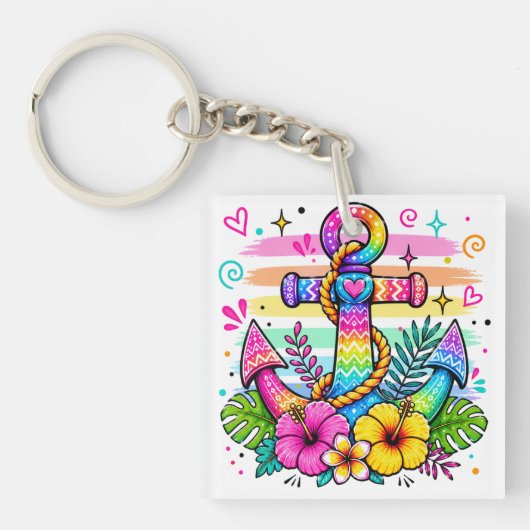 HELDER GEKLEURDE ZOMERTHEMA'S SLEUTELHANGER (Voorkant)