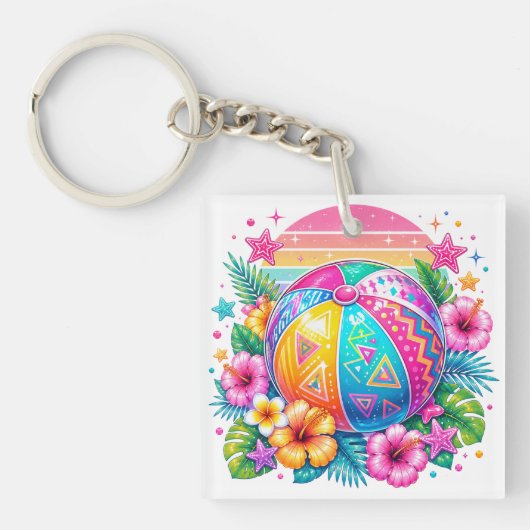 HELDER GEKLEURDE ZOMERTHEMA'S SLEUTELHANGER (Voorkant)