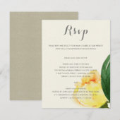 HELDER GELE AQUEURRENTE BLOEMEN BRUILOFTSKAART RSV RSVP KAARTJE (Voorkant / Achterkant)