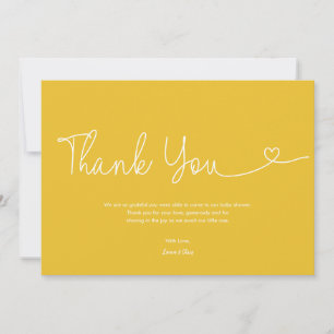 Helder gele baby shower script hart bedankkaart
