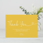 Helder gele baby shower script hart bedankkaart (Staand voorkant)