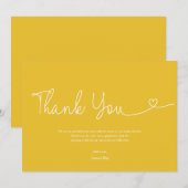 Helder gele baby shower script hart bedankkaart (Voorkant / Achterkant)