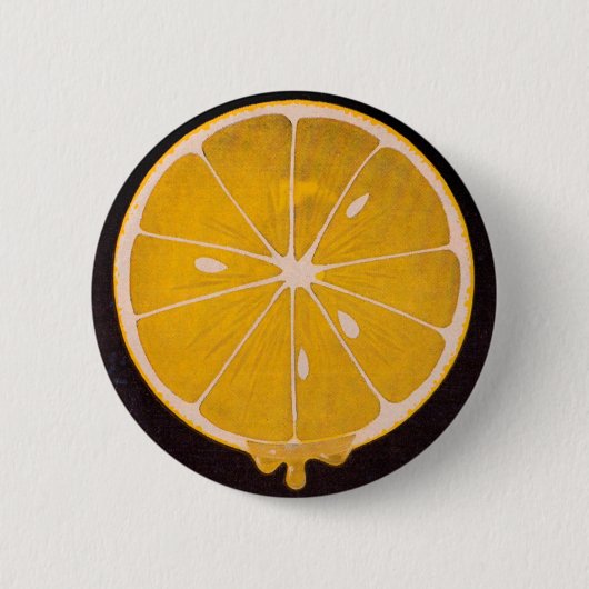 helder gele citroenschijf ronde button 5,7 cm (Voorkant)