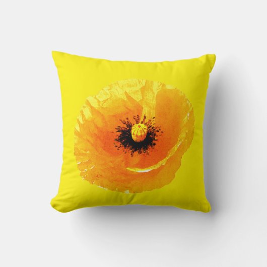 Helder Gele Klaproos Bloem Florale Abstracte Trouw Kussen (Voorkant)