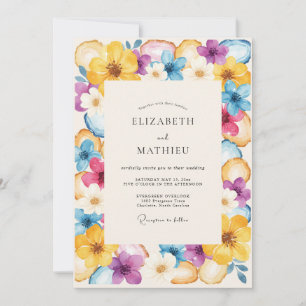 Helder Gele Wilde Bloemen Bruiloft Kaart