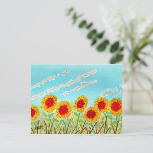 Helder Gele Zonnebloemen Briefkaart (Staand voorkant)