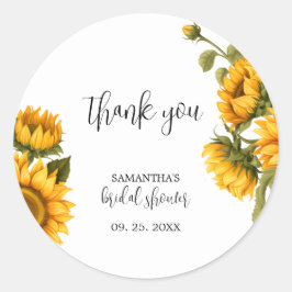 Helder gele zonnebloemen Bruidsfeest Ronde Sticker