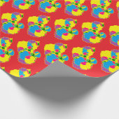 Helder genot rood blauw geel kinder tieners cadeaupapier (Hoek)