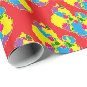 Helder genot rood blauw geel kinder tieners cadeaupapier (Rol Hoek)