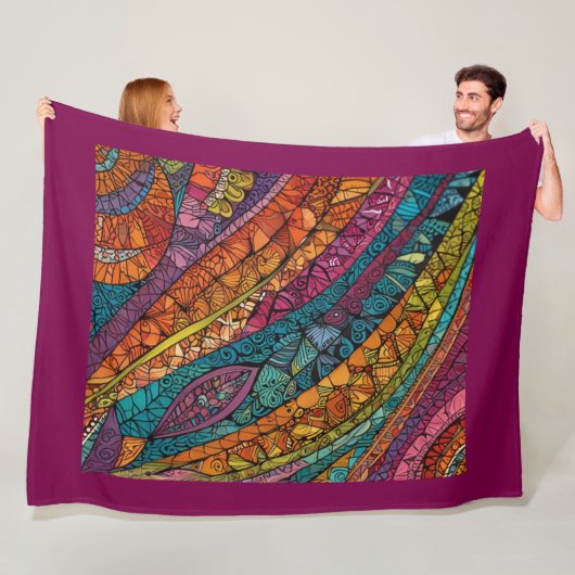 Helder geometrisch Abstract meesterwerk Fleece Deken (In situ)