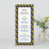 Helder geometrisch patroon, modern verjaardagsmenu menu (Staand voorkant)