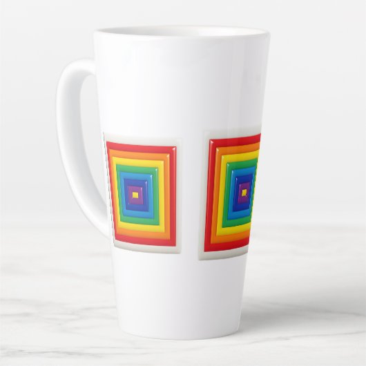 Helder geometrisch popart latte mok (Linkerhoek)