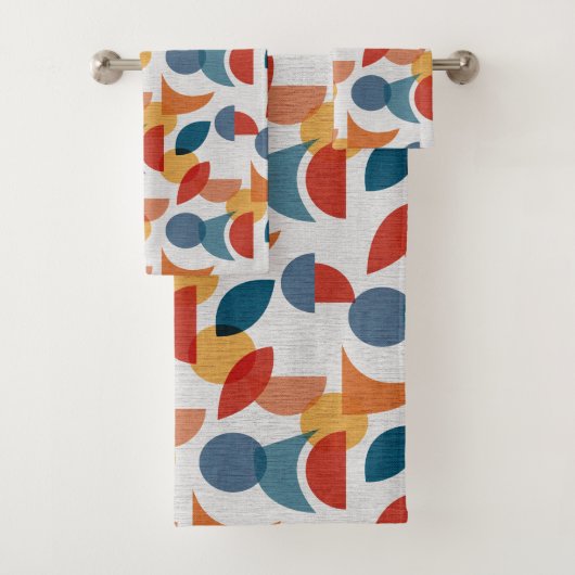 Helder geometrisch retro Abstract Mideeuwse Modern Bad Handdoek (Insitu)