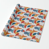 Helder geometrisch retro Abstract Mideeuwse Modern Cadeaupapier (Uitgerold)