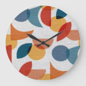 Helder geometrisch retro Abstract Mideeuwse Modern Grote Klok (Voorkant)