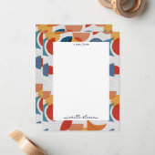 Helder geometrisch retro Abstract Mideeuwse Modern Notitiekaartje (Voorkant / Achterkant in situ)