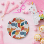 Helder geometrisch retro Abstract Mideeuwse Modern Papieren Bordje (Feest)