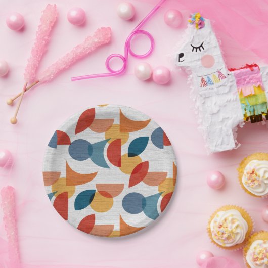 Helder geometrisch retro Abstract Mideeuwse Modern Papieren Bordje (Feest)