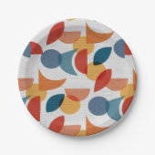 Helder geometrisch retro Abstract Mideeuwse Modern Papieren Bordje (Voorkant)