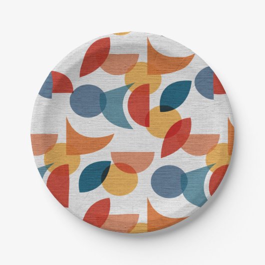 Helder geometrisch retro Abstract Mideeuwse Modern Papieren Bordje (Voorkant)