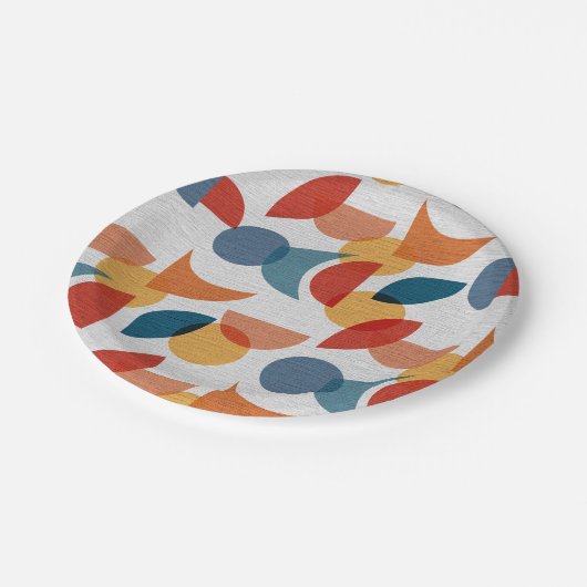 Helder geometrisch retro Abstract Mideeuwse Modern Papieren Bordje (Gekanteld)