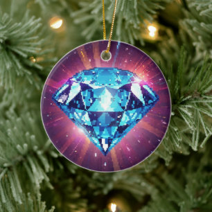 Helder Gepixeliseerde Diamant  Keramisch Ornament