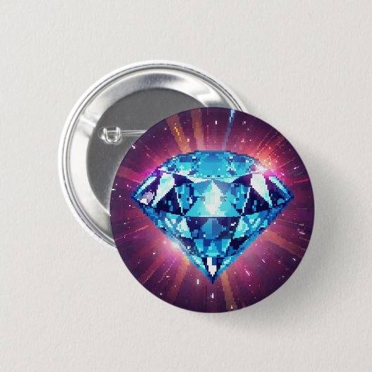 Helder Gepixeliseerde Diamant Ronde Button 5,7 Cm (Voorkant /achterkant)