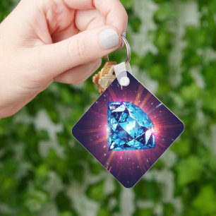 Helder Gepixeliseerde Diamant Sleutelhanger