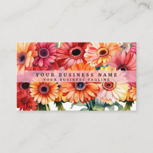 Helder Gerbera Madeliefjes Bloemen Zakelijke Kaart Visitekaartje