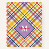 Helder geruit monogramnotitieboek paars voor schoo notitieboek (Voorkant)