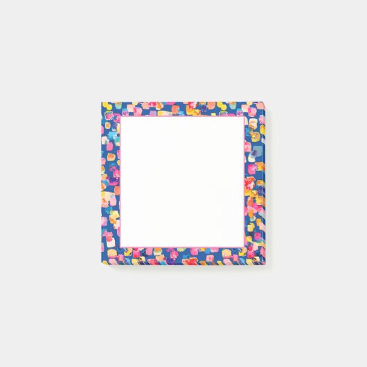 Helder geschilderd abstract vierkant patroon post-it® notes (Voorkant)