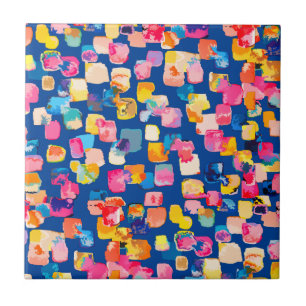 Helder geschilderd abstract vierkant patroon tegeltje