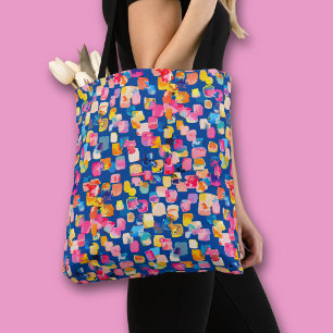 Helder geschilderd abstract vierkant patroon tote bag