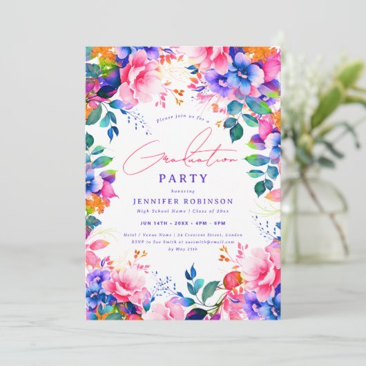 Helder geschilderd tuin bloemenklasser afstudeerfe kaart