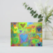 Helder geschilderde harten - Valentijn Feestdagenkaart (Staand voorkant)