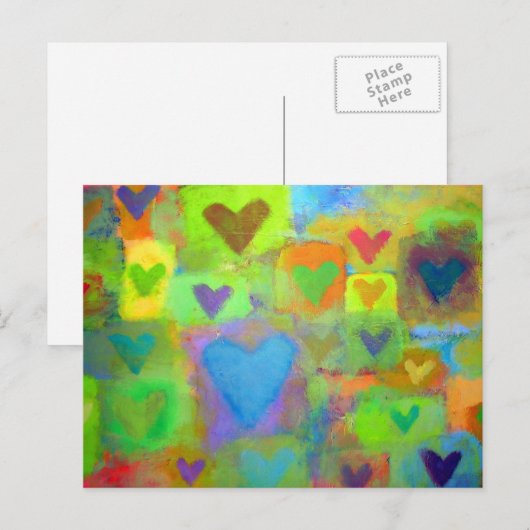 Helder geschilderde harten - Valentijn Feestdagenkaart (Voorkant / Achterkant)