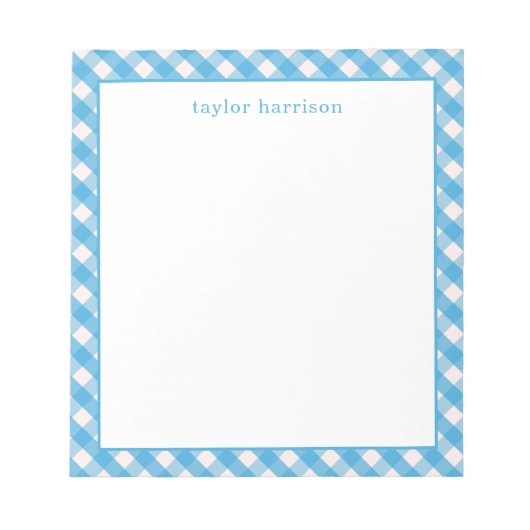 Helder Gingham Gepersonaliseerd Notitieblok (Voorkant)