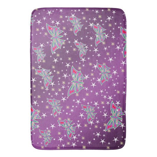 helder, glanzend, vlinder, exclusief + patroon, badmat (Voorkant Verticaal)