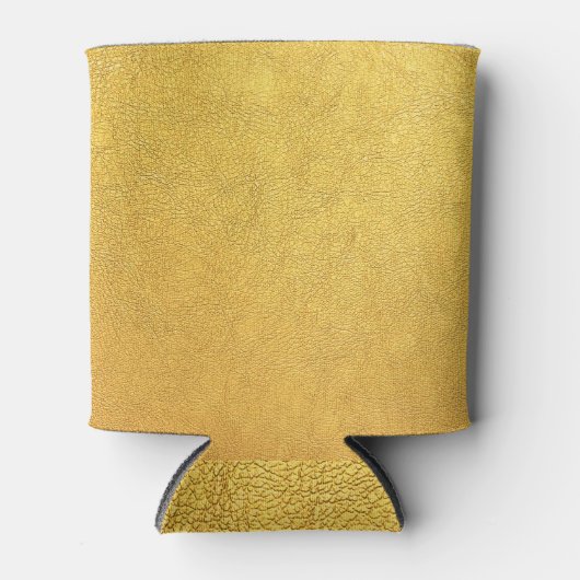 Helder goud leer: getextureerde achtergrond blikjeskoeler (Voorkant)