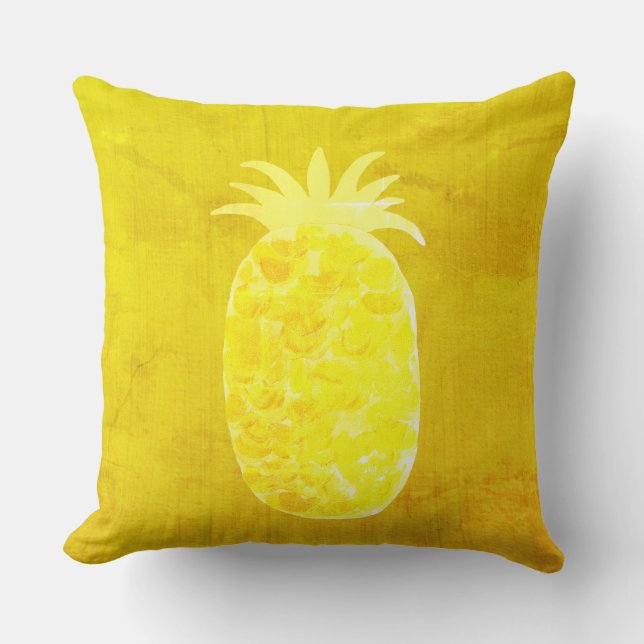'Helder Gouden Ananas Eiland Sfeer  Kussen (Voorkant)