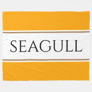 Helder Gouden Gele Witte Strepen SEAGULL Tekst Fleece Deken