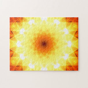 Helder Gouden Zonsondergang Mandala Legpuzzel