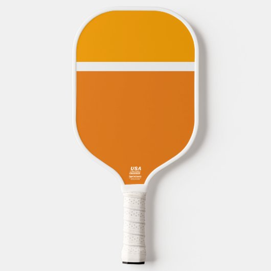 Helder goudgeel wit Oranje kleurenblok Pickleball Paddle (Achterkant)